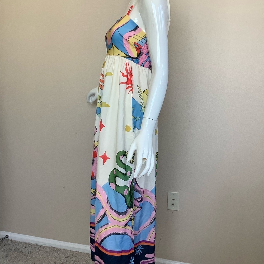 Akilina Printed Sleeveless Colorful Abstract Print Dress - Picture 7 of 13